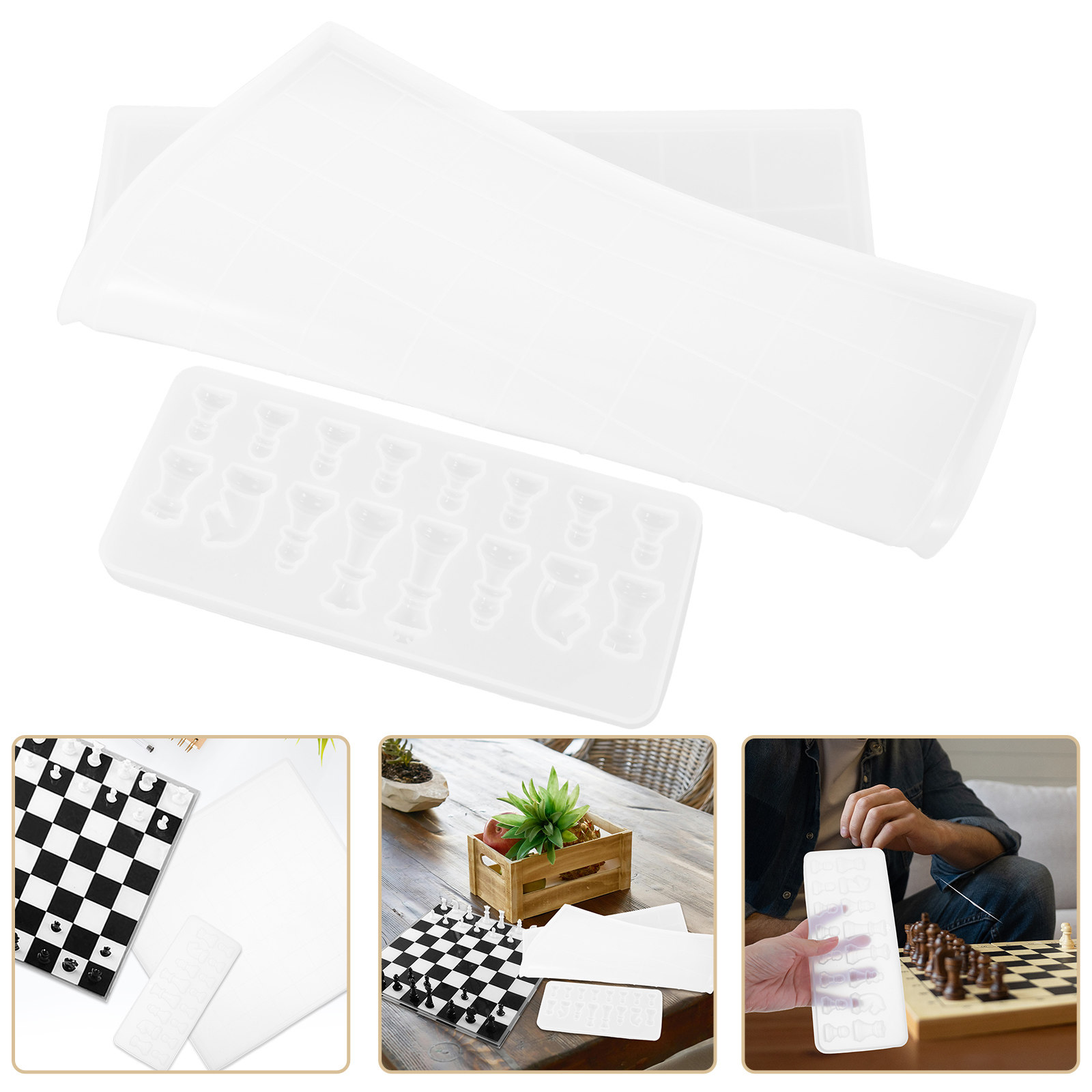 Silicone Epoxy Resin Molds Set - 실리콘 체스판 풀 사이즈 몰드 세트