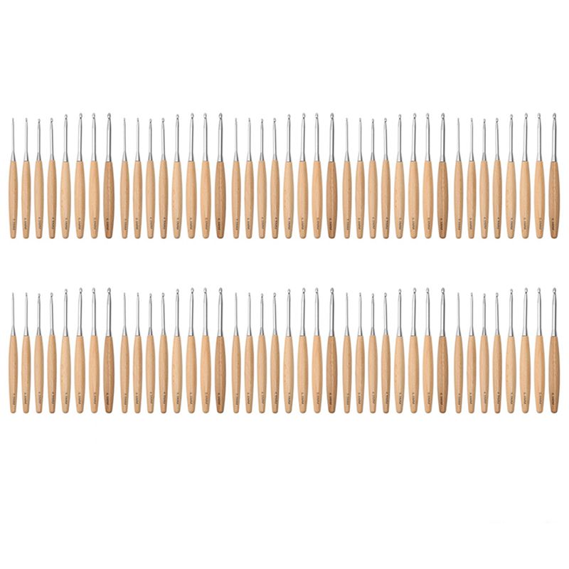Wooden Crochet Hooks Ergonomic Handle - SEWS-80개 나무 코바늘 세트 3.0mm-6.5mm, 인체공학적