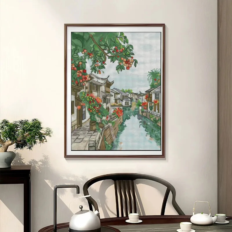 Cross Stitch Stamped Kits Beginners - [CC904-워터 타운 장난] 초보자를 위한 DIY
