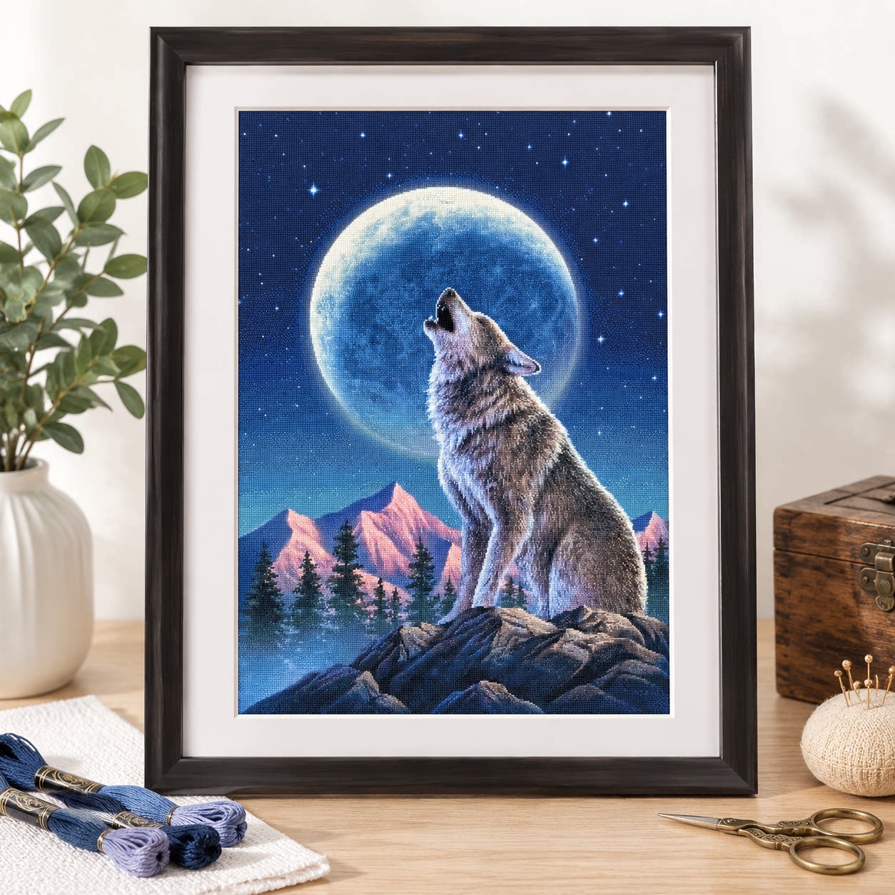 [ZZ9252-달빛 아래의 외로운 늑대] 초보자를 위한 - Cross Stitch Stamped Kits Beginners 리뷰 및 가격