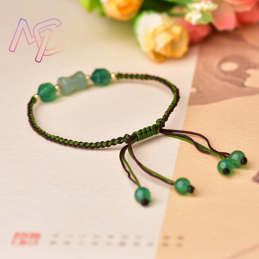 녹색 천연 옥 비즈 팔찌 여성을위한 패션 선물 팔찌 진 - Beading 리뷰 및 가격
