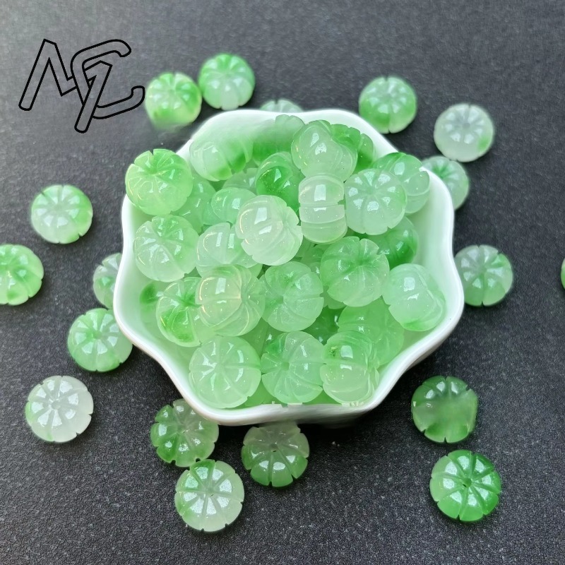 10pcs 녹색 옥 호박 구슬 DIY 귀걸이 팔찌 매력 - Beading 리뷰 및 가격