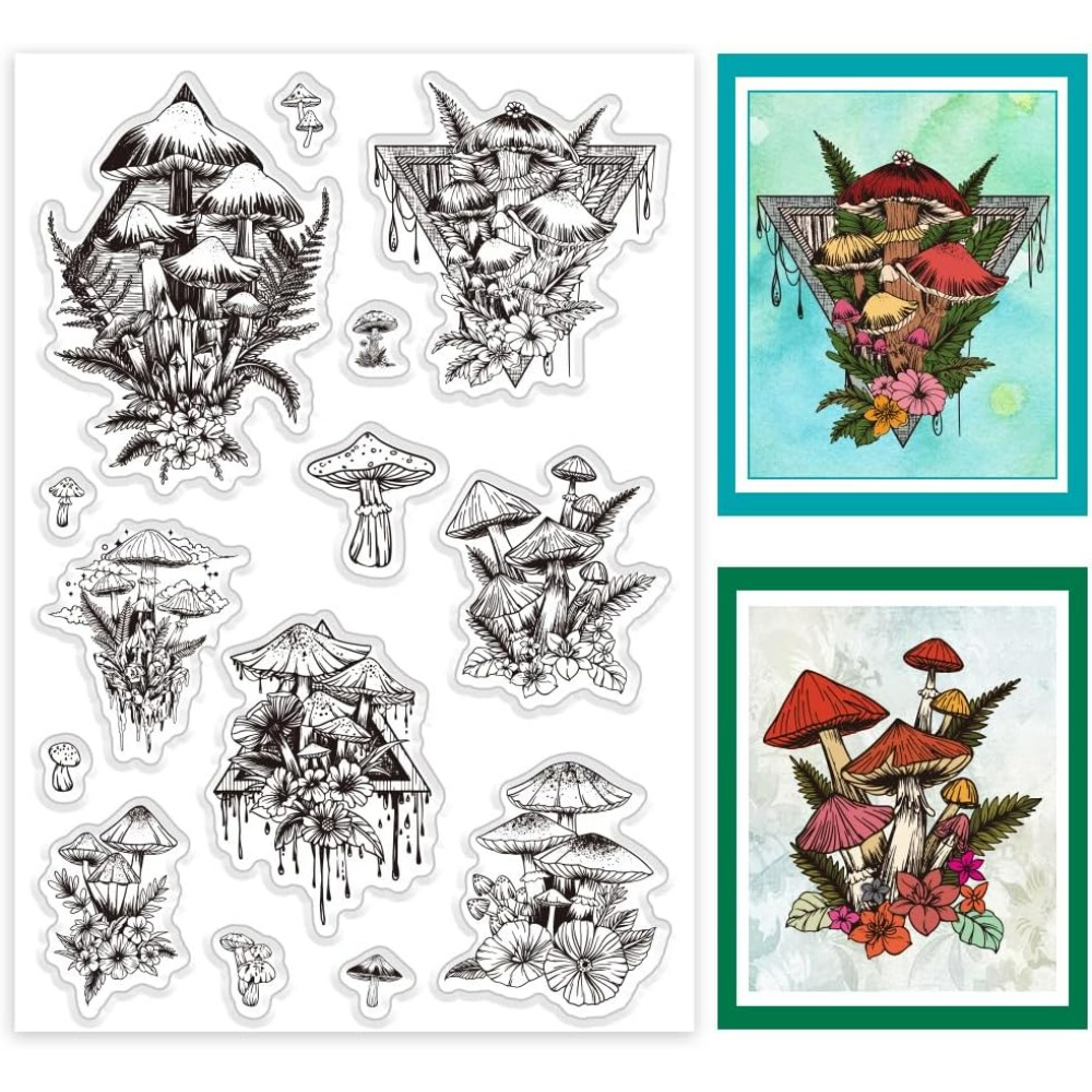 버섯 투명 스탬프, 식물 실리콘 스탬프 잎 투명 고무  - Clear Silicone Stamps For Card Making 리뷰 및 가격