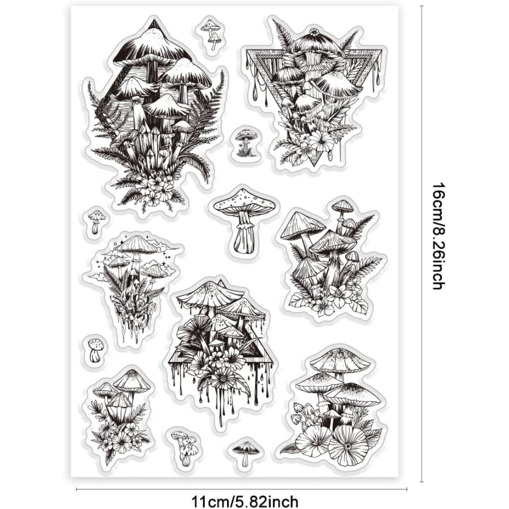 버섯 투명 스탬프, 식물 실리콘 스탬프 잎 투명 고무  - Clear Silicone Stamps For Card Making 리뷰 및 가격