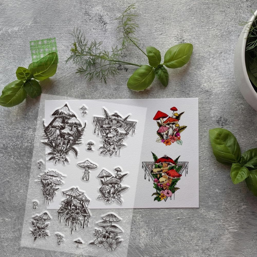 버섯 투명 스탬프, 식물 실리콘 스탬프 잎 투명 고무  - Clear Silicone Stamps For Card Making 리뷰 및 가격