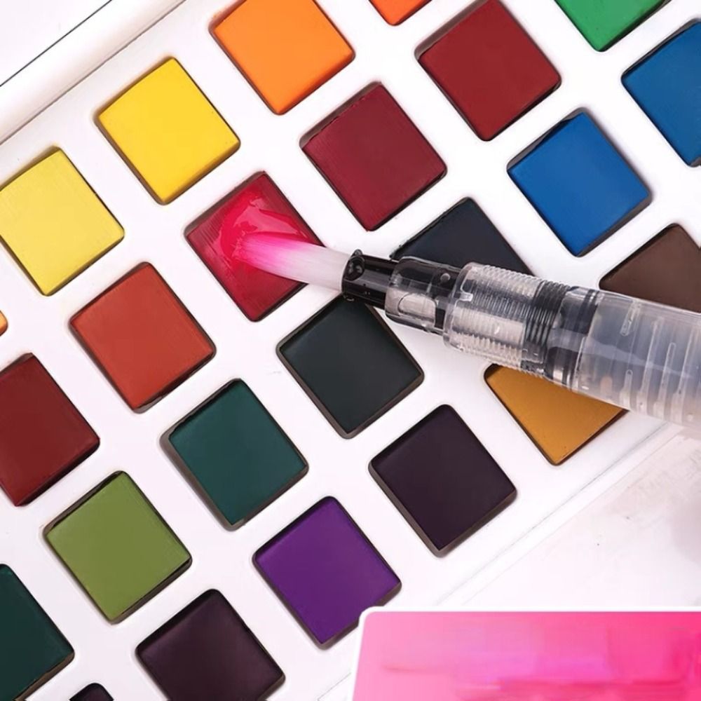 접이식 수채화 물감 세트 (워터 브러쉬 펜 포함) 18 - Watercolor Paint Set Solid Pigment 리뷰 및 가격